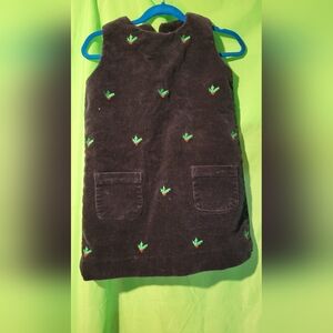 Castaway Embroidered Navy Corduroy Dress